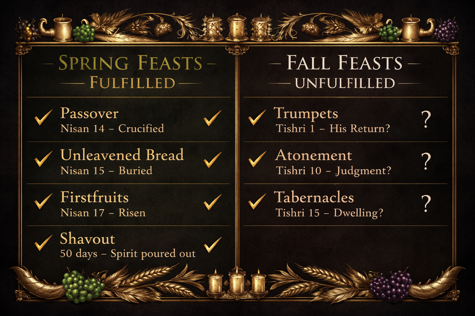 Spring Feasts Fulfilled - Fall Feasts Still Unfulfilled