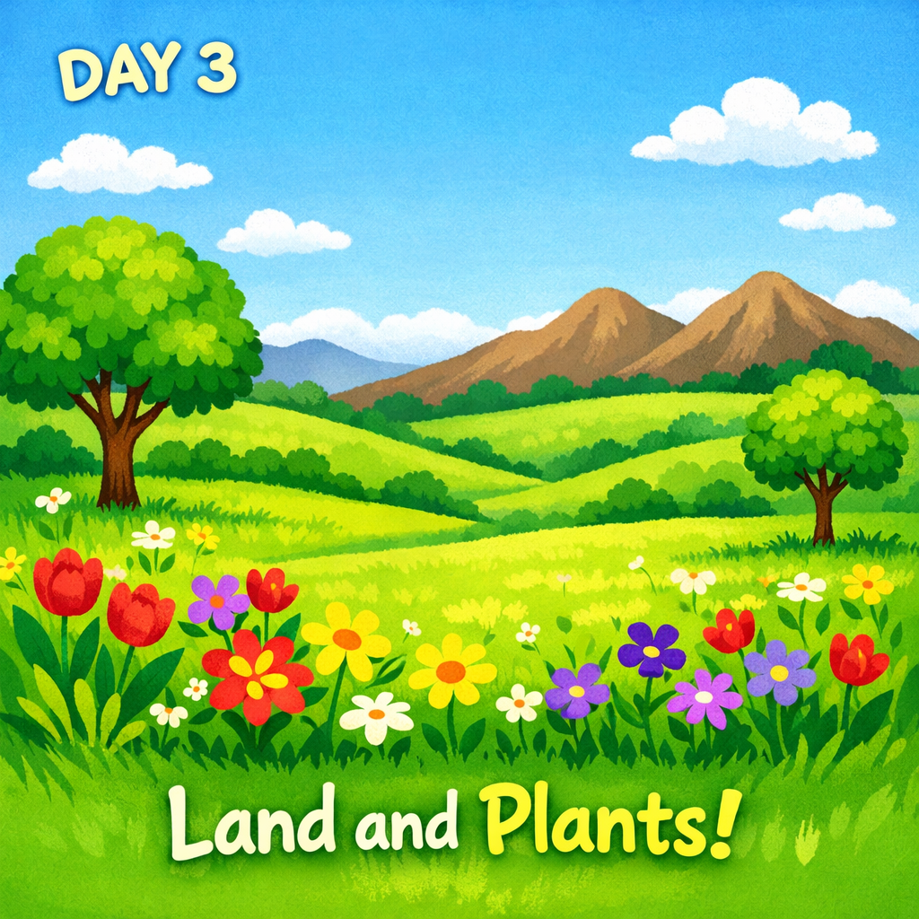 Day 3: Beautiful mountains, green trees, colorful flowers and grass