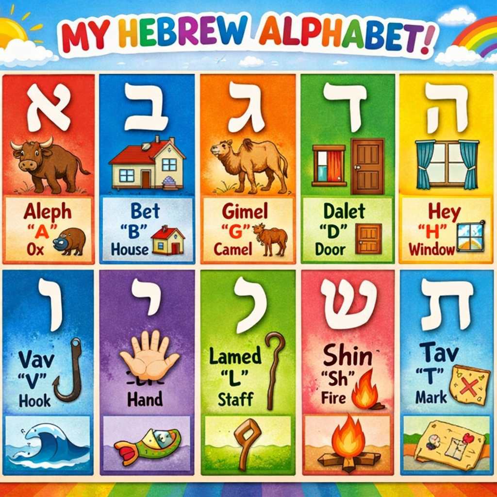 CHILD Hebrew Alphabet Poster
